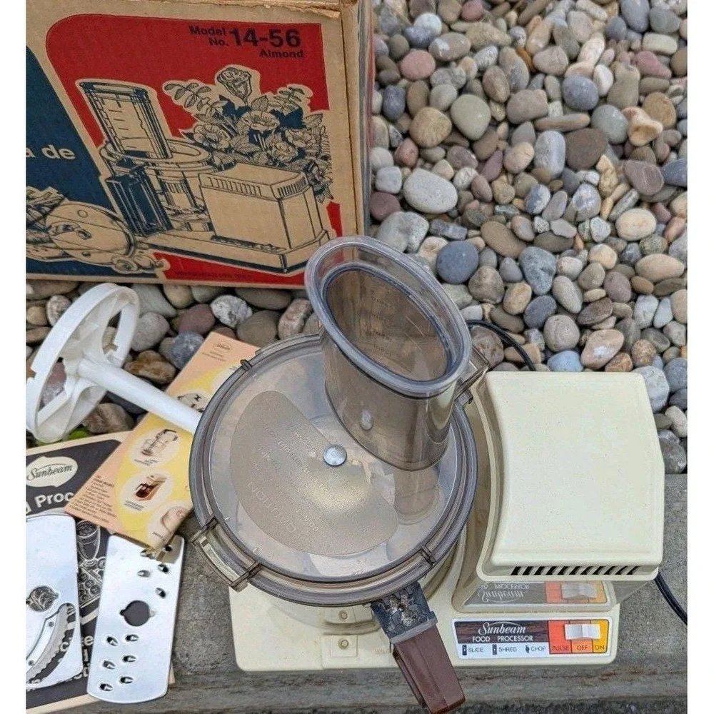 Vintage Sunbeam 14-56 Food Processor Complete w. Box Attachments Tested Works